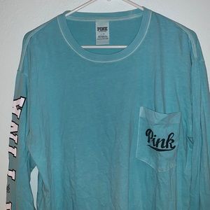 Aqua Blue PINK Varsity Longsleeve